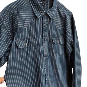 Tommy Hilfiger Western Pearl Snap Pinstriped Denim Shirt